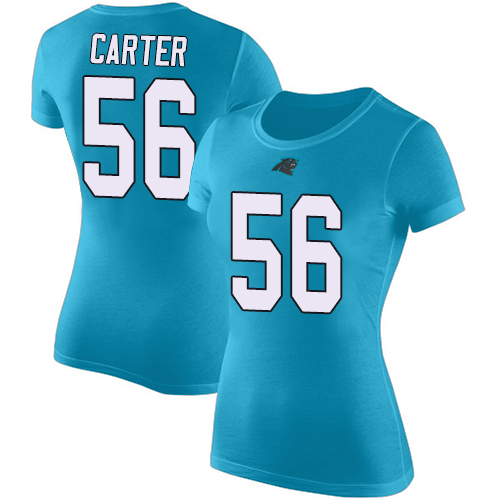 Carolina Panthers Blue Women Jermaine Carter Rush Pride Name and Number NFL Football #56 T Shirt->nfl t-shirts->Sports Accessory